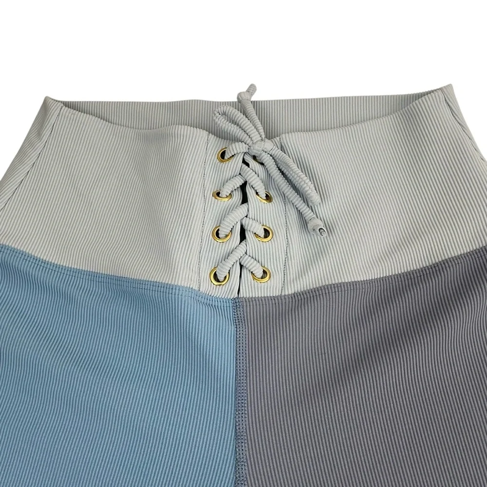 LoveShackFancy x Beach Riot Riley Blue Ribbed Lace Up Legging XL - Picture 11 of 16